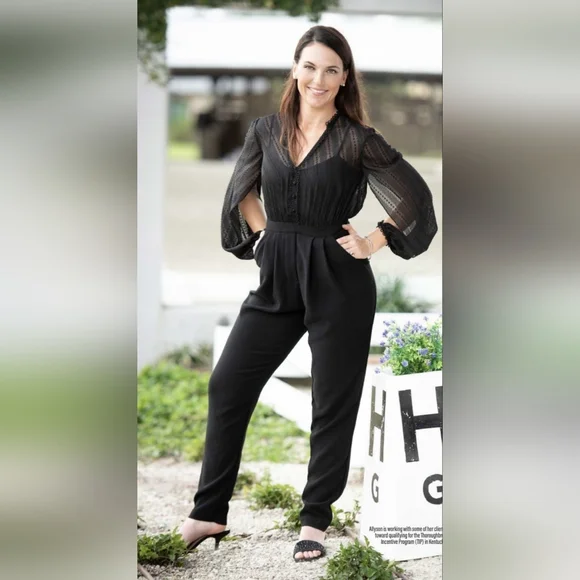 Three Floor Black Jumpsuit L 10 - Picture 2 of 16